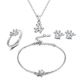 Rose Gold Paw Jewelry Set â€“ 4 Pieces with Zirconia Heart (Ring, Necklace, Earrings, Bracelet)