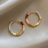 Colorful Hoop Gold Earrings