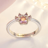 Rose Gold Paw Jewelry Set â€“ 4 Pieces with Zirconia Heart (Ring, Necklace, Earrings, Bracelet)