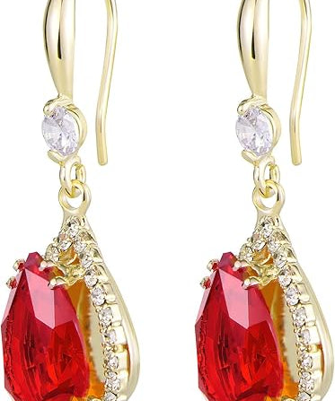 Ruby Teardrop Earrings | Gold