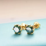 Moss Agate Rounded Stud Earrings