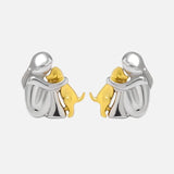 Silver and Gold Two-Tone Hug Earrings