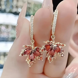 Zirconia Leaf Gold Earrings